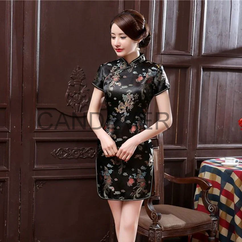 Chinese Traditional Dress Hanfu Cotton Qipao Dresses For Women Wedding Classic Satin Cheongsam Oriental Bride Party Gown
