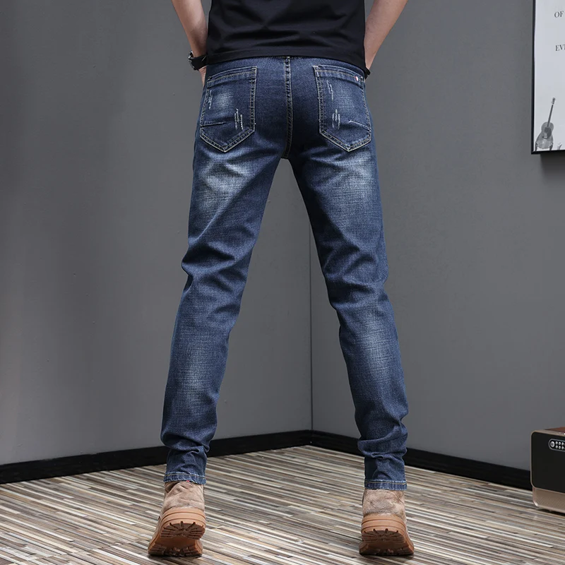 Embroidered Jeans Men's Autumn Winter New Korean Fashion Slim Little Feet Trousers Stretch Vintage Street Denim Trousers Male 6