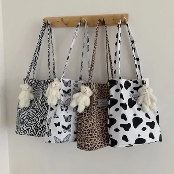 Grand Korean tote bag, chic and casual leopard shoulder bag for women, new printed student shopping bag, handbag Bolsa Mujer