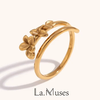 Anelli in acciaio inossidabile per donna Anello con fiori a doppio strato in oro Gioielli impermeabili Accessori per dita Regalo