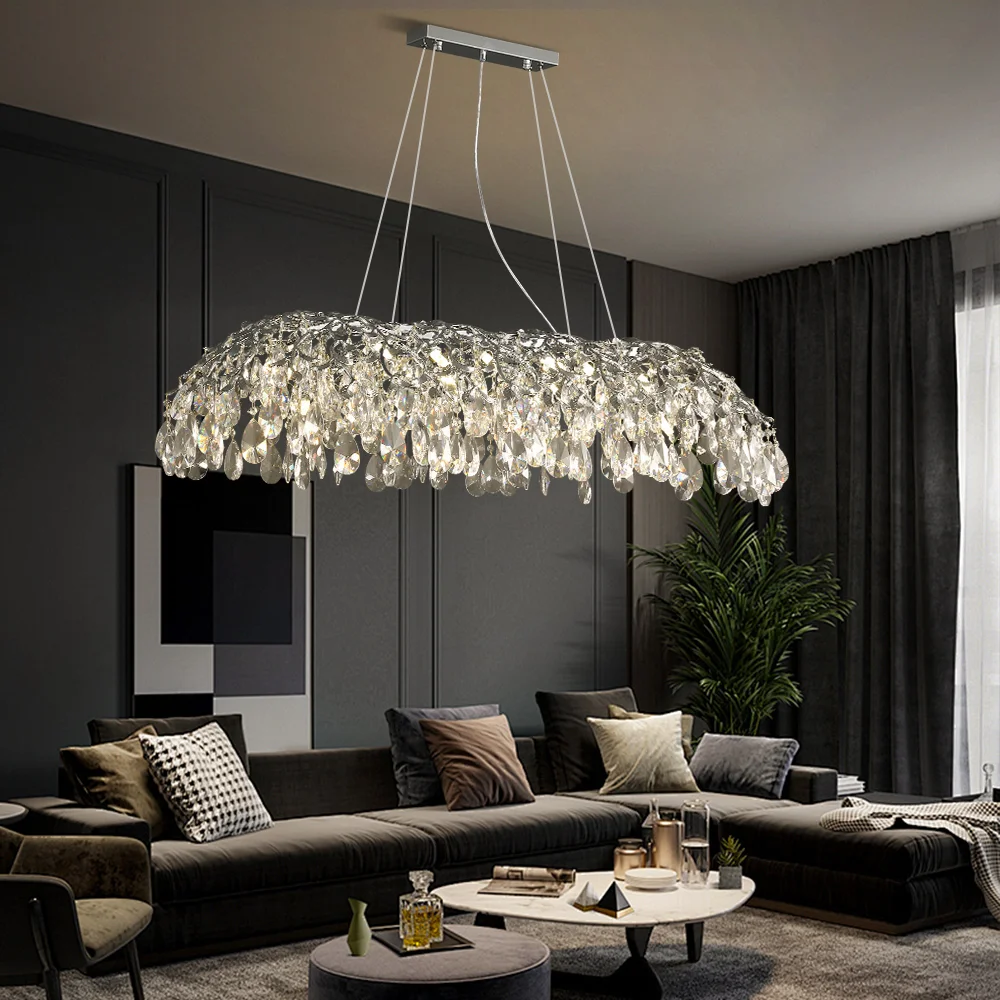 Description Picture 5 of itemModern Chrome Crystal Chandeliers For Living Room Dining Room Kitchen Table Bedroom Silver Crystal Ceiling Chandelier Lighting