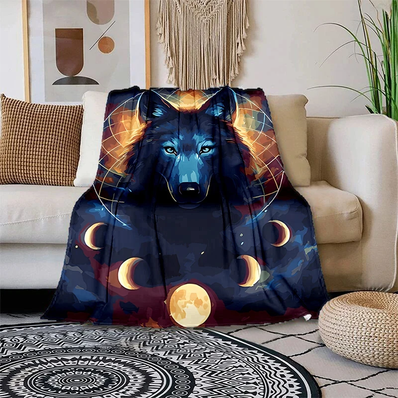 

Wolf 3D Print Blanket Sofa Blankets for Beds Super Soft Warm Blanket Flannel Throw Blanket All Season Light Bedroom Warm Decke