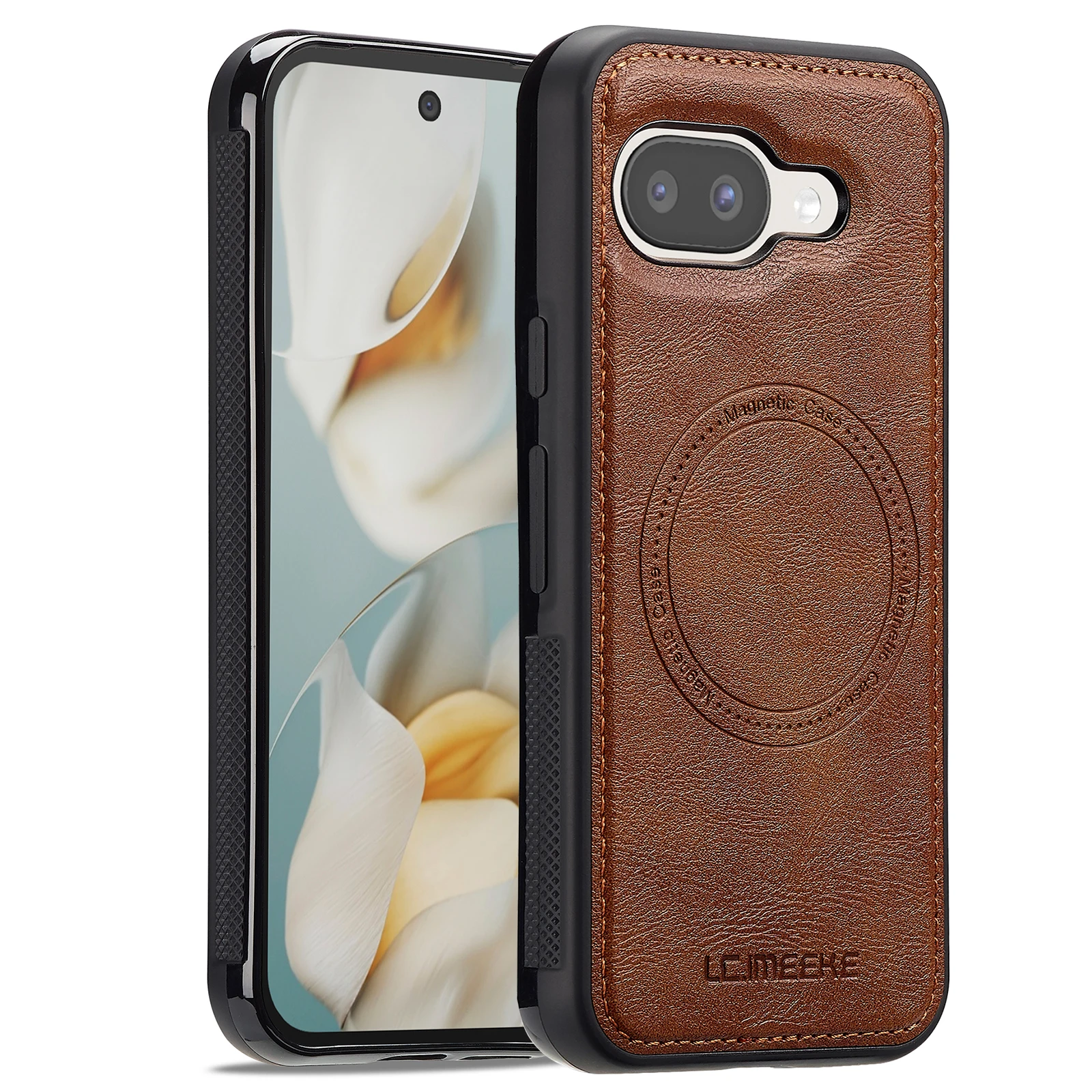 Luxury Magnetic Leather Phone Case with Wireless Charging and Shockproof Slim Fit Design