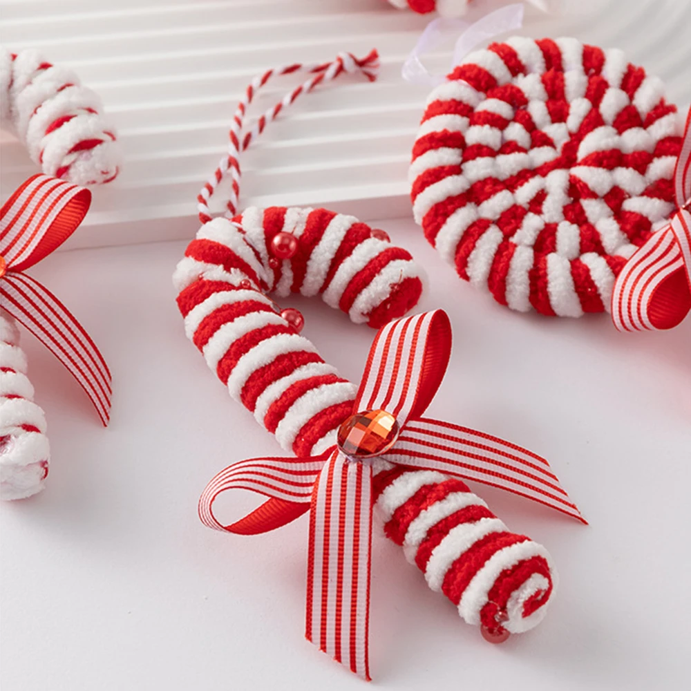 Colorful Candy Cane Xmas Tree Decorations Festive Striped Lightweight Christmas Pendants for Home Decors