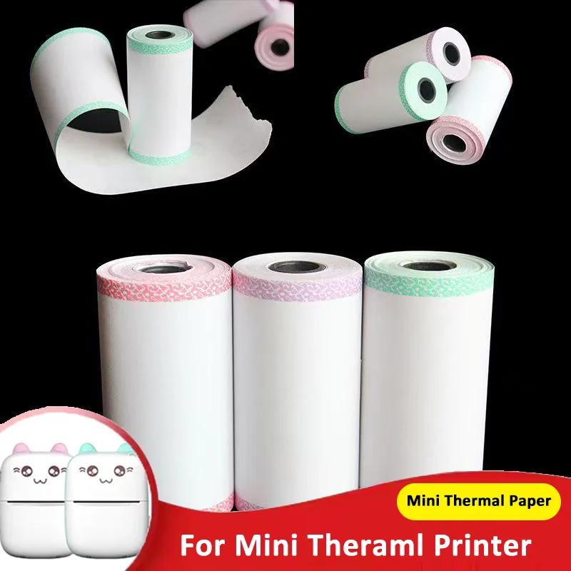 57x30mm 3색 무접착식 엣지 페이퍼, 휴대용 프린터 스티커용 컬러 테두리가 있는 흰색 롤