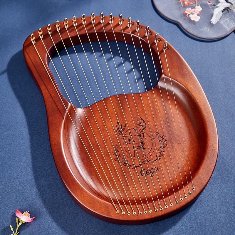 Wooden Mahogany Lyre Harp with Pickup Tuning Tools, Musical Instruments, Reindeer, 19 Strings, 16 Strings, 10 Strings