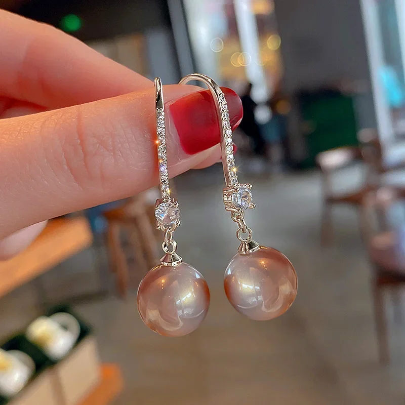 

Ne'w Hot Pink Simulated Pearl Dangle Earrings for Women Fashion Versatile Princess Ear Accessories Party Daily Wear Jewelry