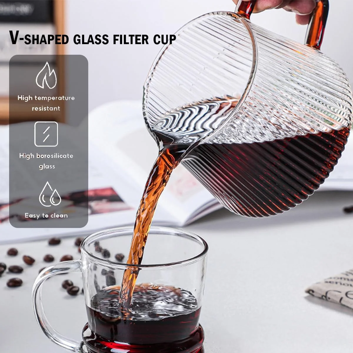 كوب قهوة زجاج مقاوم للحرارة 400 مل