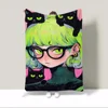 Cute Girl With Cats Throw Blanket King Size Custom Blankets & Throws Home Interior Fluffy Plaid Luxury Bedding Beach Towel Knee 5