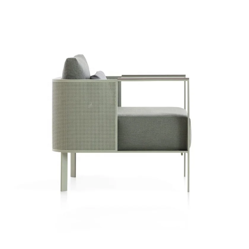 New Design All Weather Outdoor Furniture Powder-Coated Aluminium Sofa Chair Single Design Lounge Chair