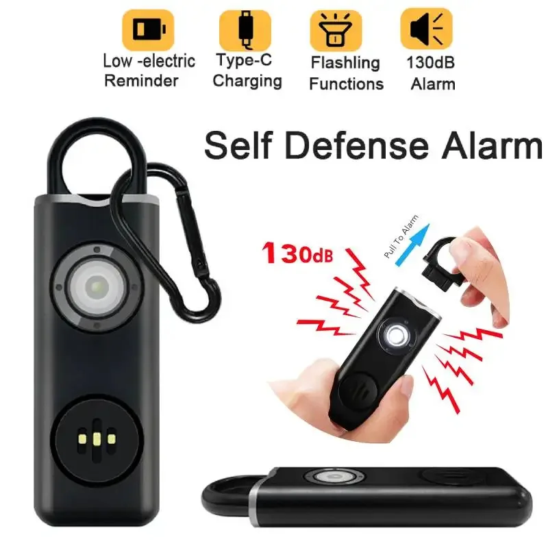 130db Self Defense Alarm Women Kids Personal Security Anti-wolf Alert Keychain Woman Self Defense Electronic Device Flashlight