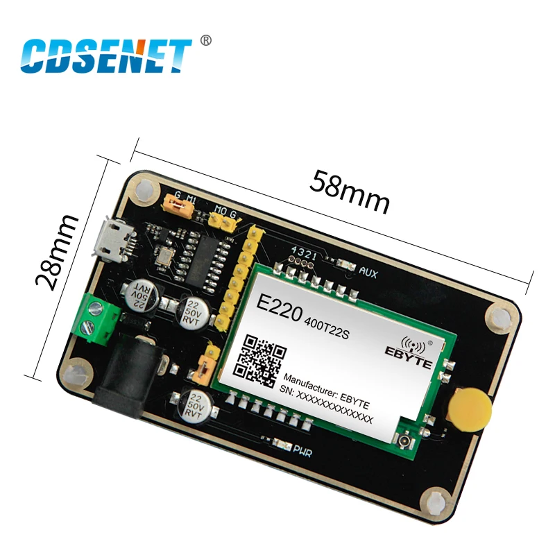 CDSENET  Test Board Kit UART Wireless Module USB Interface 433MHz 470MHz E220-400TBL-01  Gain 3.0dBi Rubber Antenna  Pre-Welded