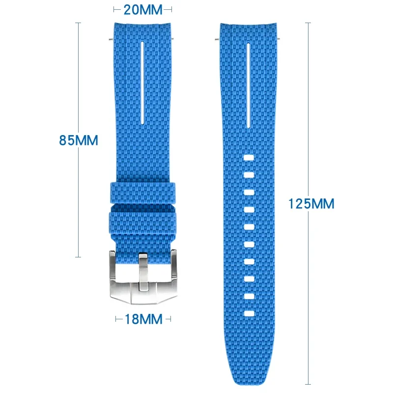 Curved End Silicone Quick Release Watch Band - 20mm Rubber Strap