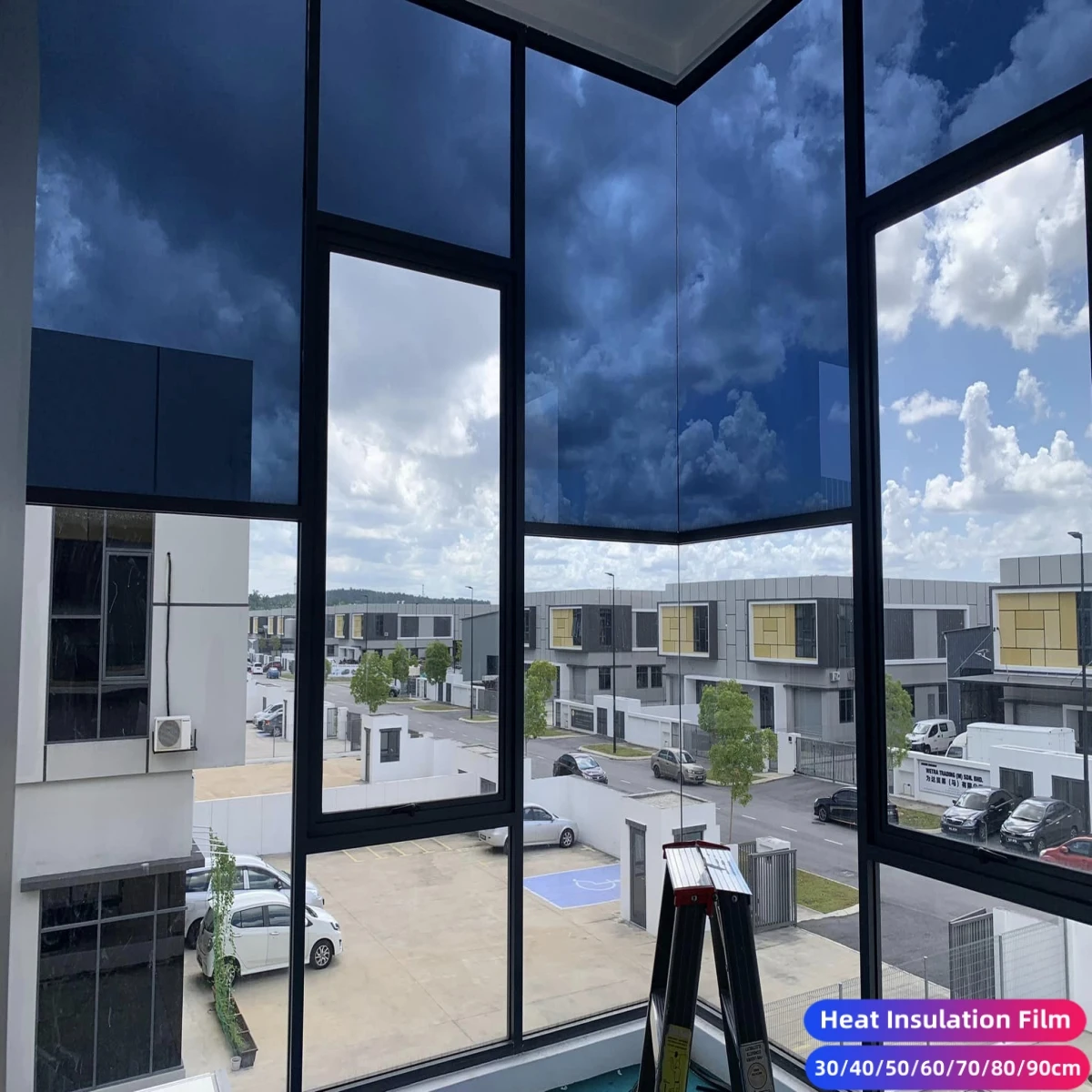 블루 미러 윈도우 필름 개인 정보 보호 비닐, 자외선 차단 윈도우 틴트, 정적 접착 차단, 자동차 자체 접착 유리 필름, DIY