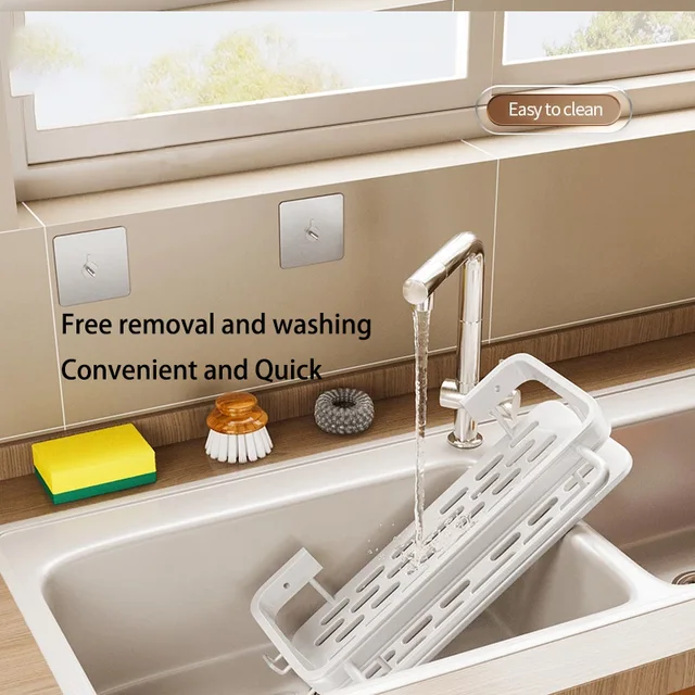Konyhai Függő Tároló Állvány Polc Törülköző Szivacs Lefolyó Szervező Alumimum Mosogató Kosár Fürdőszoba Sampon Törülközőtartó - Image 4