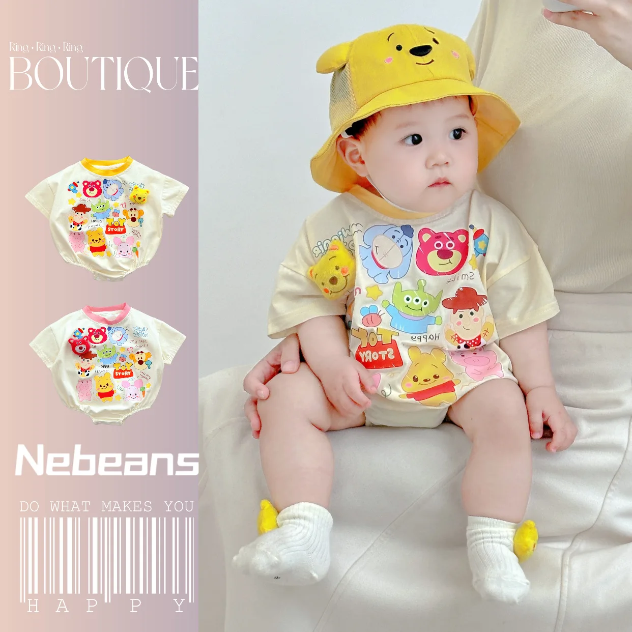 

Disney Fashion Baby Triangle Wrap Fart Clothes 0-2 Years Old Male and Female Baby Personality A Cotton Cartoon Clothes Set