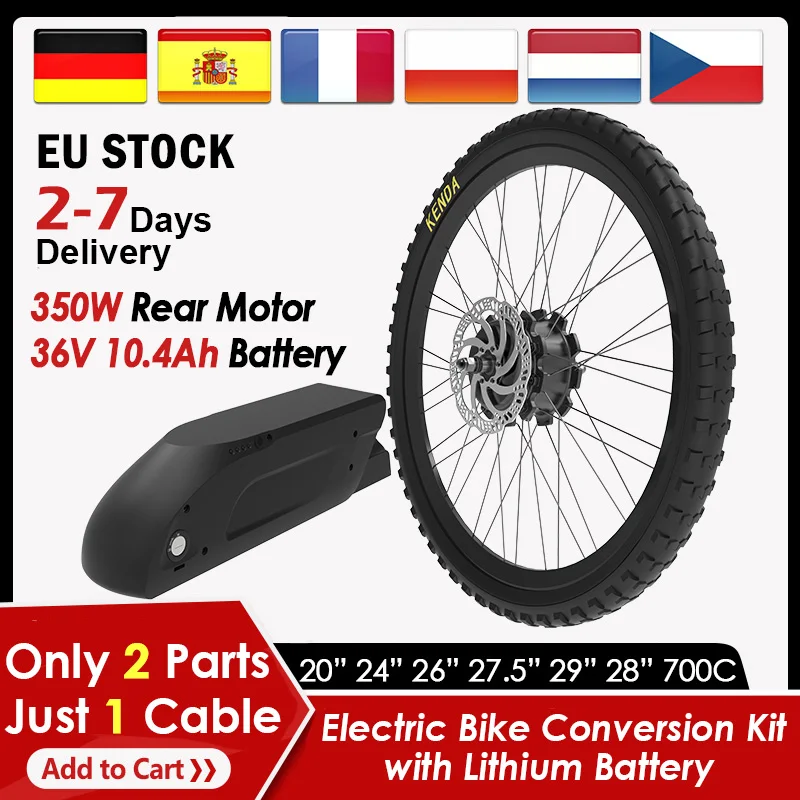 Controller Built in Electric Bike Kit All in One 26" 20" 24" 27.5" 700C 29" Rear Motor Wheel with Tire Electric Bicycle Kit