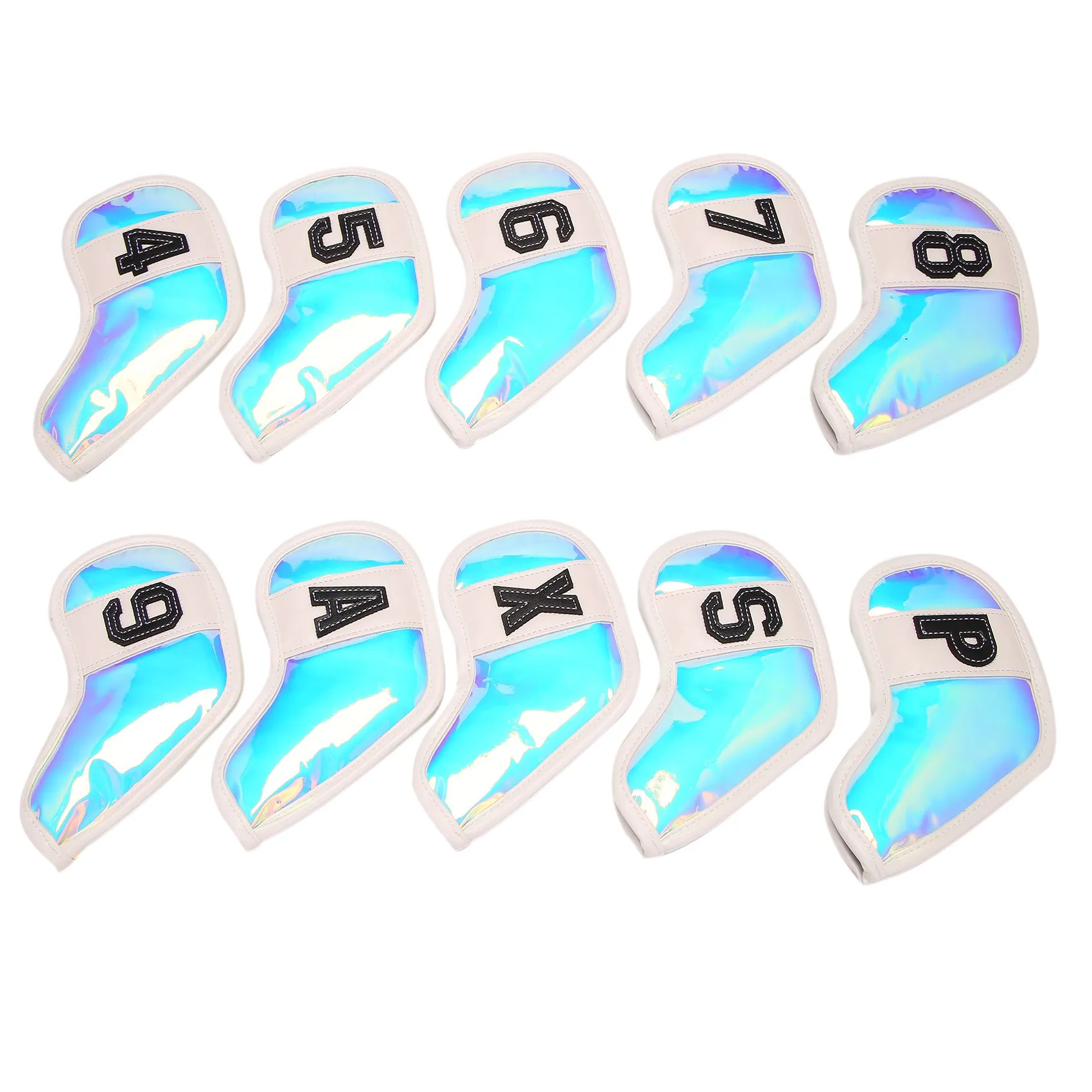 

10Pcs/Set Embroidery Number Golf Iron Headcover TPU Protective Cover 4-9,P,S,A,X Club Head Cover Cue Cap Case,B