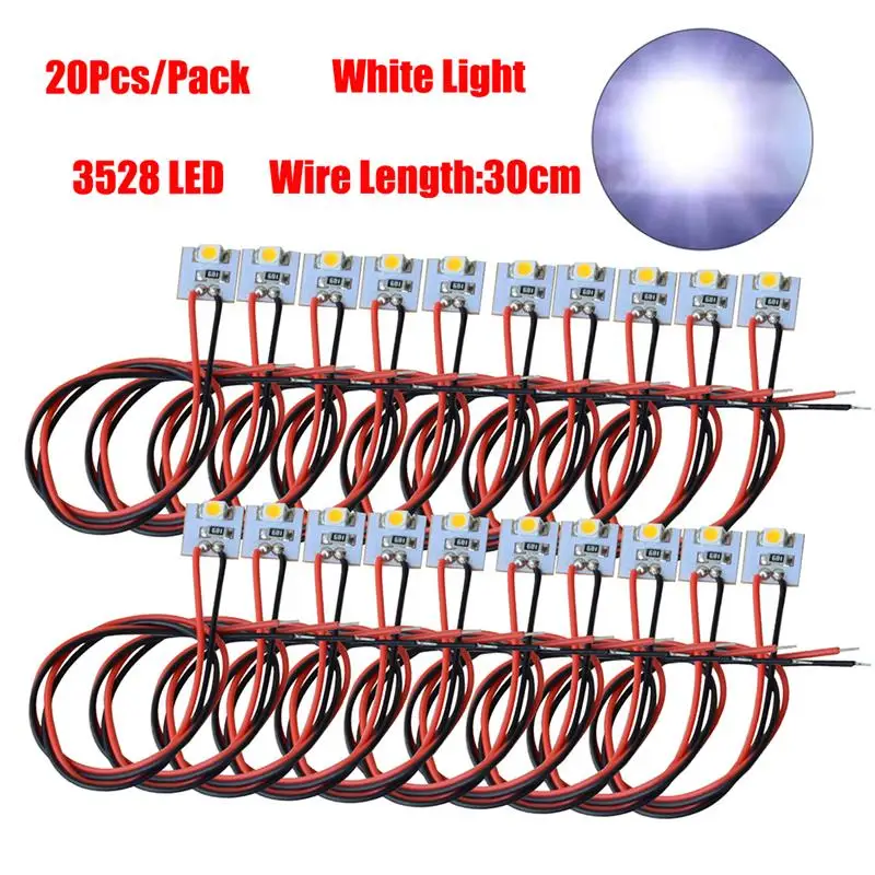 5/10/20pcs Model Railway Interior Light 12V LED SMD LED 3528 White/Warm Building Interior Lamp Light Set for Hornby Pre-wired 5