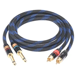 Premium HiFi Audio Cable - 6.35mm to RCA, 4N OFC Connections for Superior Stereo Sound (Dual 6.5 TS to 2RCA)