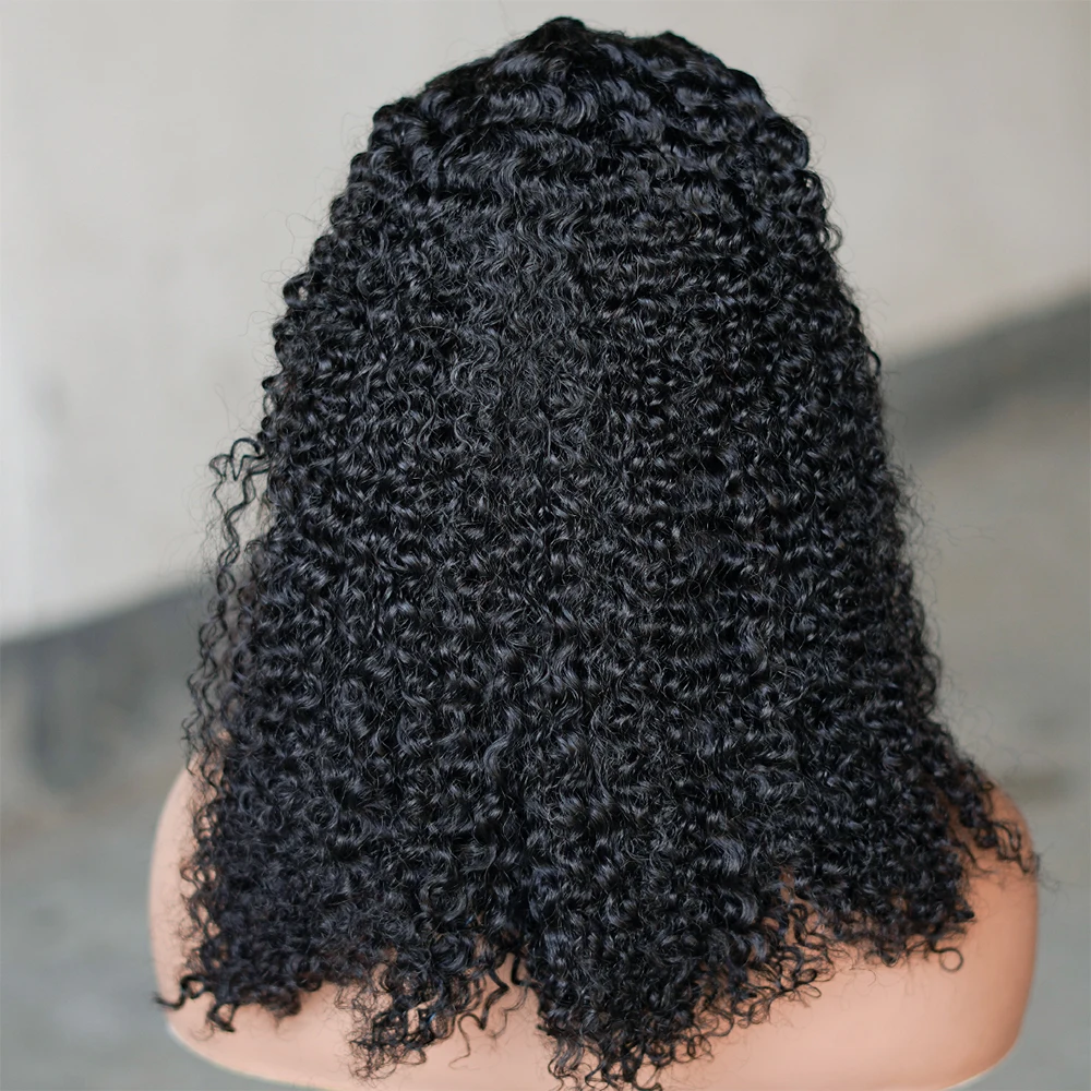 13x4 Lace Braid Wigs Human Hair Afro Kinky Curly Lace Front Wigs for Women Natural Black 250% Density Brazilian Remy Hair 18inch