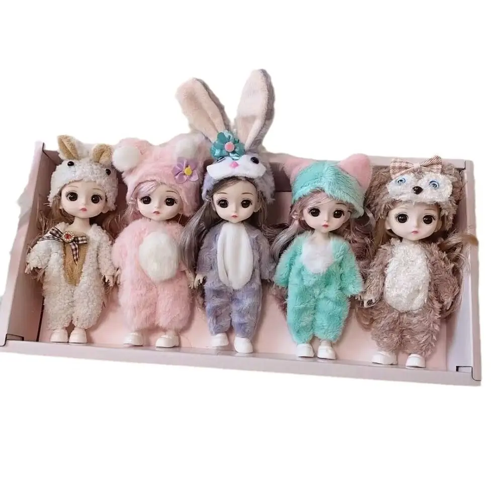 BJD Dolls 17cm BJD Doll and Clothes Multiple Removable Movable Joints Mini Girl 3D Eyes Girl Dress Up Birthday Gifts