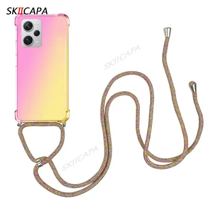 Gradient Silicone Shockproof Crossbody Case for Xiaomi Redmi Note 12 Pro Plus 5G