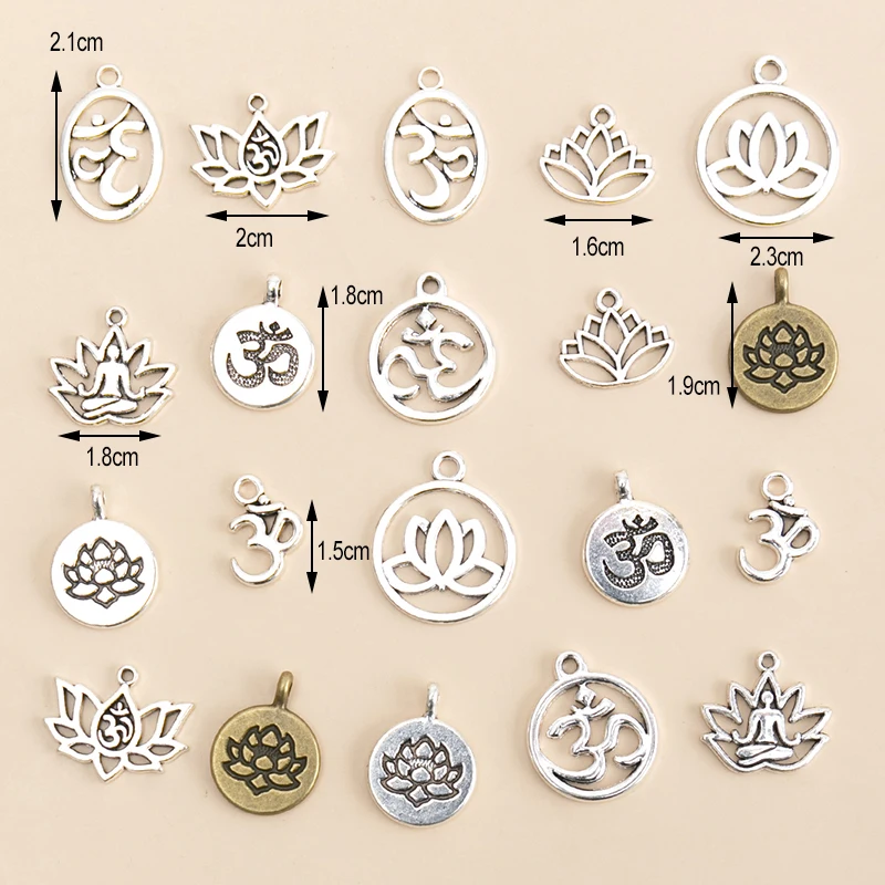 20 pçs/lote estilo misto flor de lótus encantos pingentes para fazer jóias diy artesanal artesanato pulseira colar acessórios