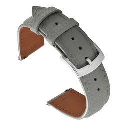 Premium Quick Release Leather FKM Rubber Watch Band with 3 - Layer Comfort Design for All Genders (Gray)