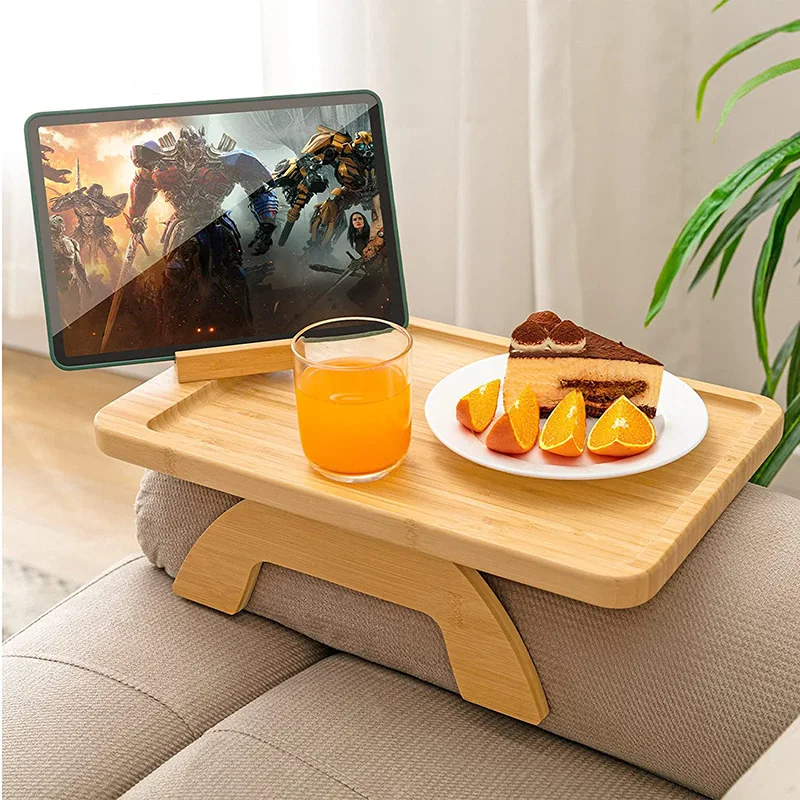 Foldable Couch Tray Table Clamp-on Side Table For Wide Couches Arm Food  Trays For Eating On Couch Coach Armrest Tray Sofa Tables