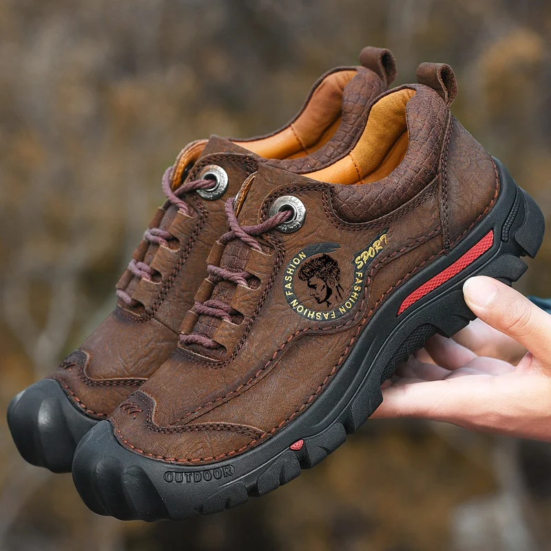 

Outdoor Camping Hiking Shoes Men Genuine Leather Sports Sneakers Man Travel Casual Leisure Walking Climbing Men's Footwear