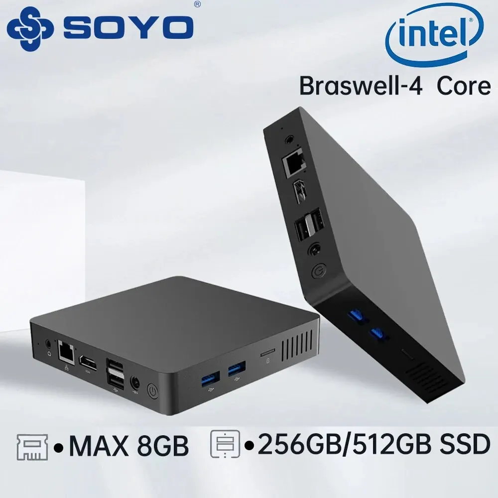 SOYO M3 Mini PC: Powerful 8GB RAM, 256GB/512GB SSD, Intel J3710, Windows 10 - Compact & Ideal for Home, Business & Gaming