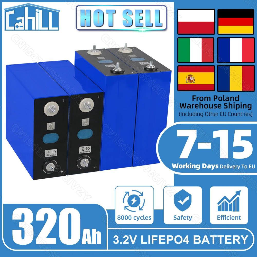320Ah Lifepo4 Battery 3.2V Lithium iron phosphate Rechargeable Cell For DIY 12V 24V RV Solar Camping 8000 cycle rechargeable battery