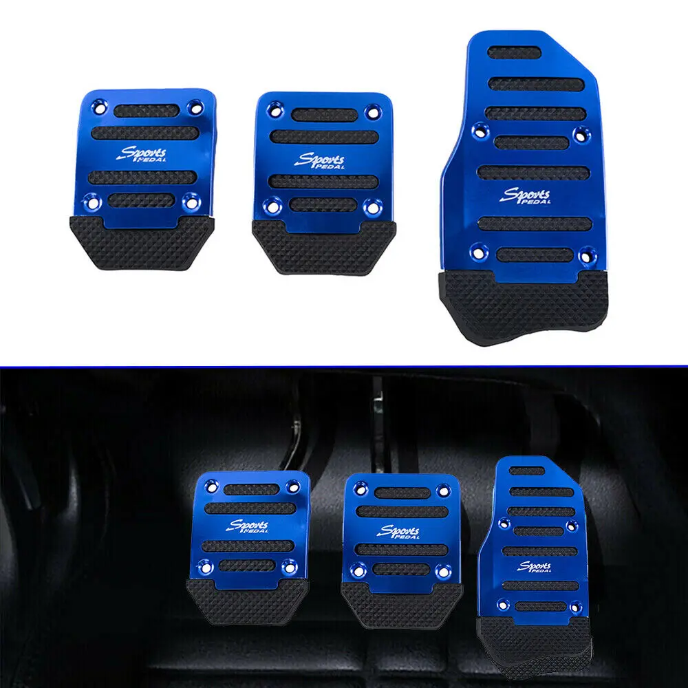 Car Pedals Universal 3pcs Aluminum Automatic Transmission Car Pedal Cover Non-Slip Brake Fuel Gas Foot Pad Set Kit