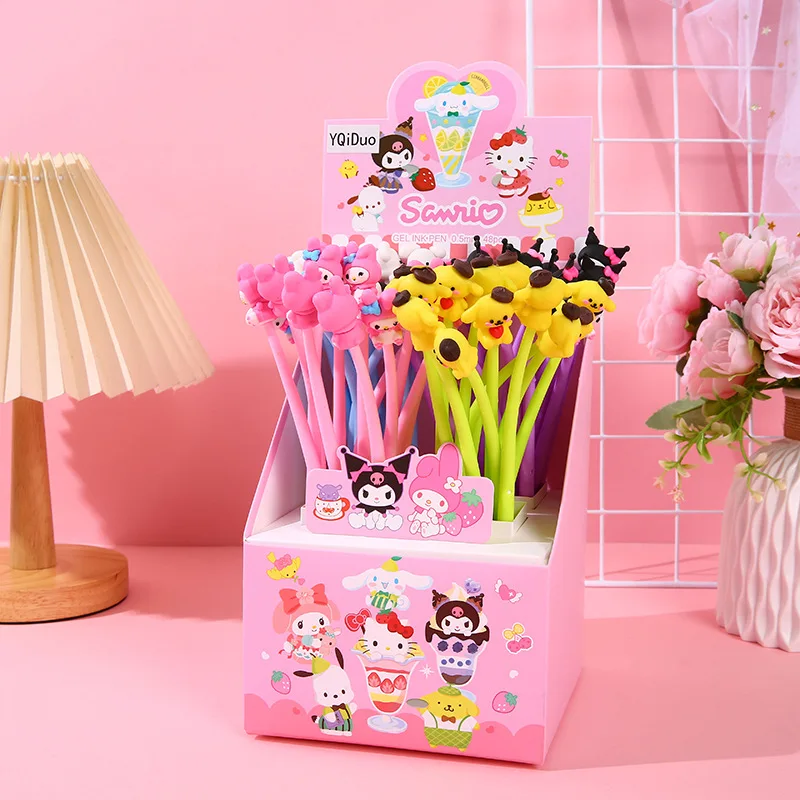 

48pcs New Sanrio Rocking Music Gel Pen Creative Modeling Hand-held Pen Cute 0.5 Black Students Learn Stationery Wholesale