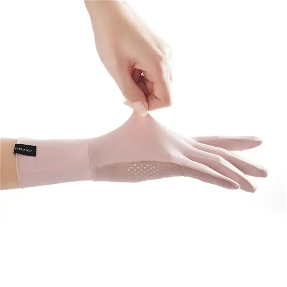 Fashion Ice Silk Sunscreen Gloves Female Summer Spring Cycling Driving Running Sport Thin Elastic Anti-UV Sun Protection Mittens 5