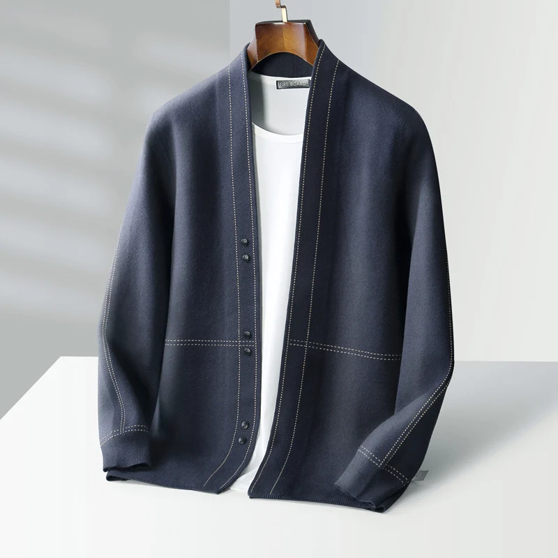 

100% pure wool V-neck cardigan solid color casual knitted cashmere sweater explosion in autumn and winter
