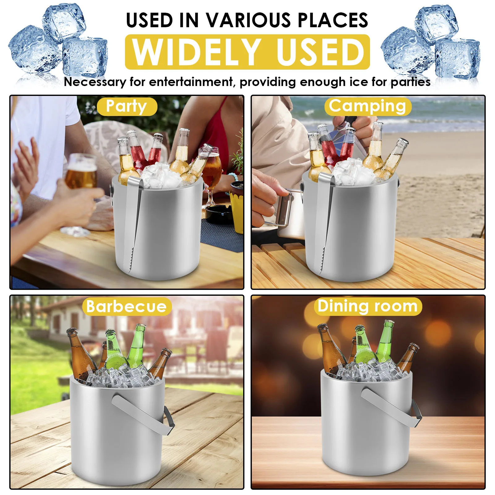 Ice Bucket Stainless Steel Champanera Wine Chilling
