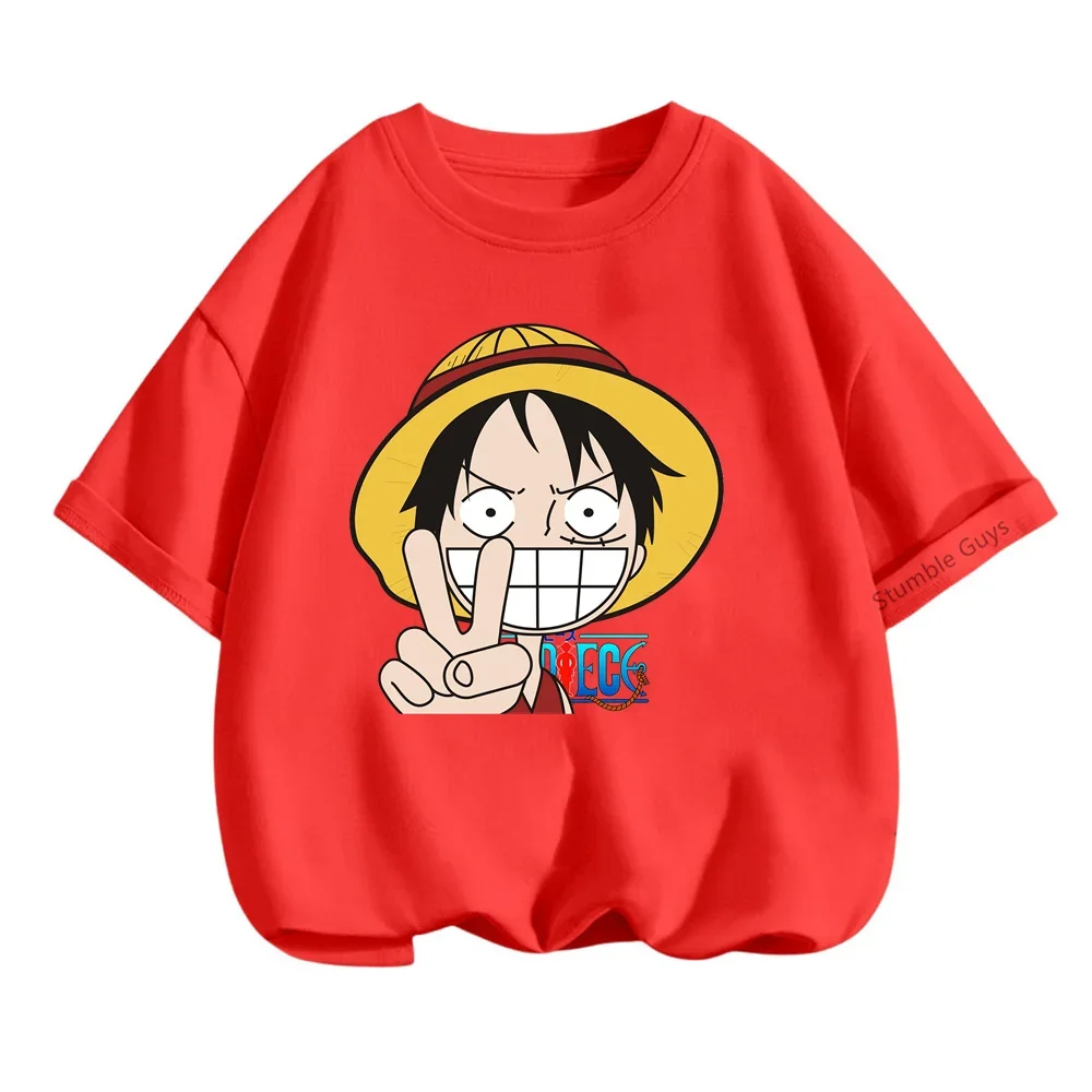 thumbnail image 1 of Camiseta de una pieza de Anime para adolescentes, camisetas de manga corta de verano, ropa para niños, camisetas de Luffy para niñas, camisetas de Sonic, 1 of 5