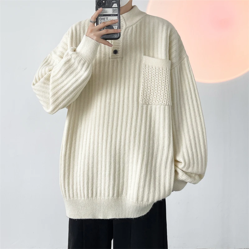 New in Sweaters Pullover Knit Korean Popular Clothes Men's Winter Sweater Male Jumper Luxury Clothing Knitwear Solid