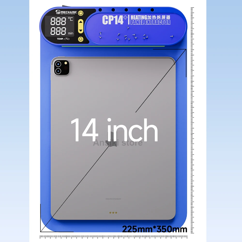 MECHANIC CP14+ 14인치 LCD 스크린 분리기 히팅 패드 150W 고속 가열 휴대폰 수리 도구 (LED 조명 포함)