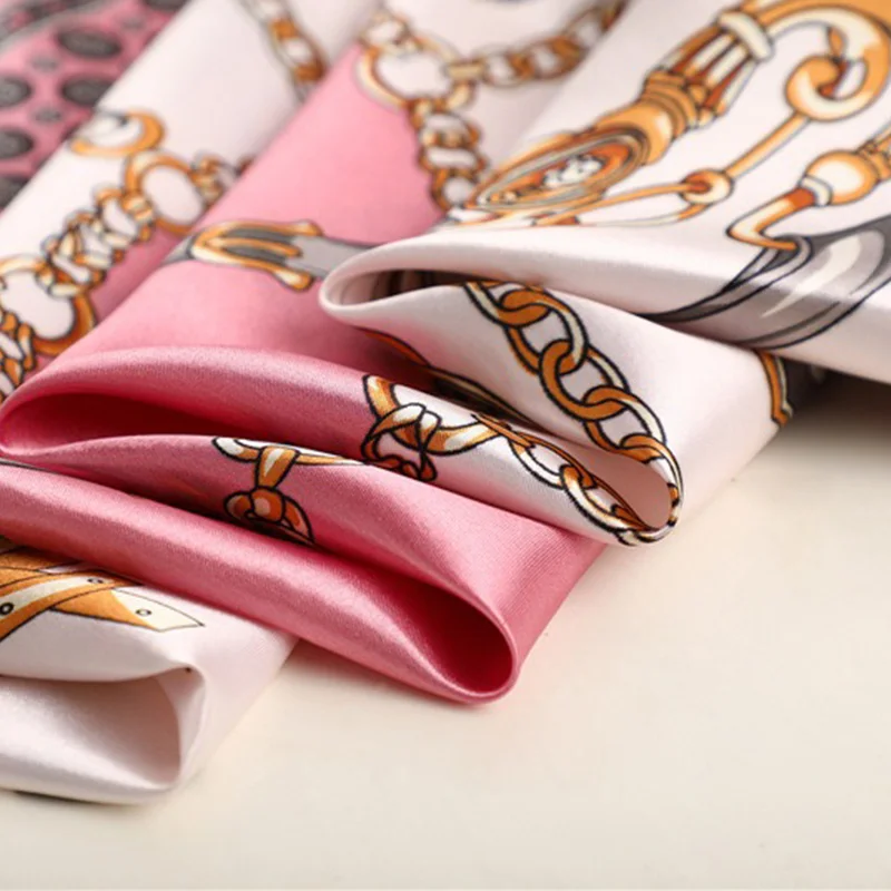 90*90CM Women's Silk Scarf Foulard En Satin Luxury Silk Scarf Neckerchief Purse Silk Square Scarf  SJ02 3