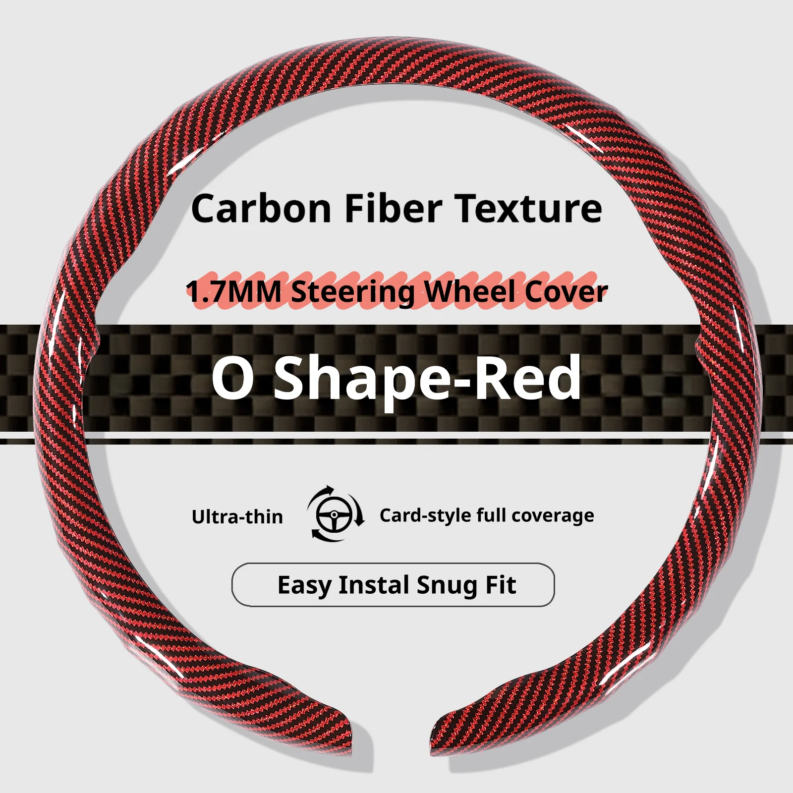 Luxury Carbon Fiber Texture Steering Wheel Cover - 15 Inch