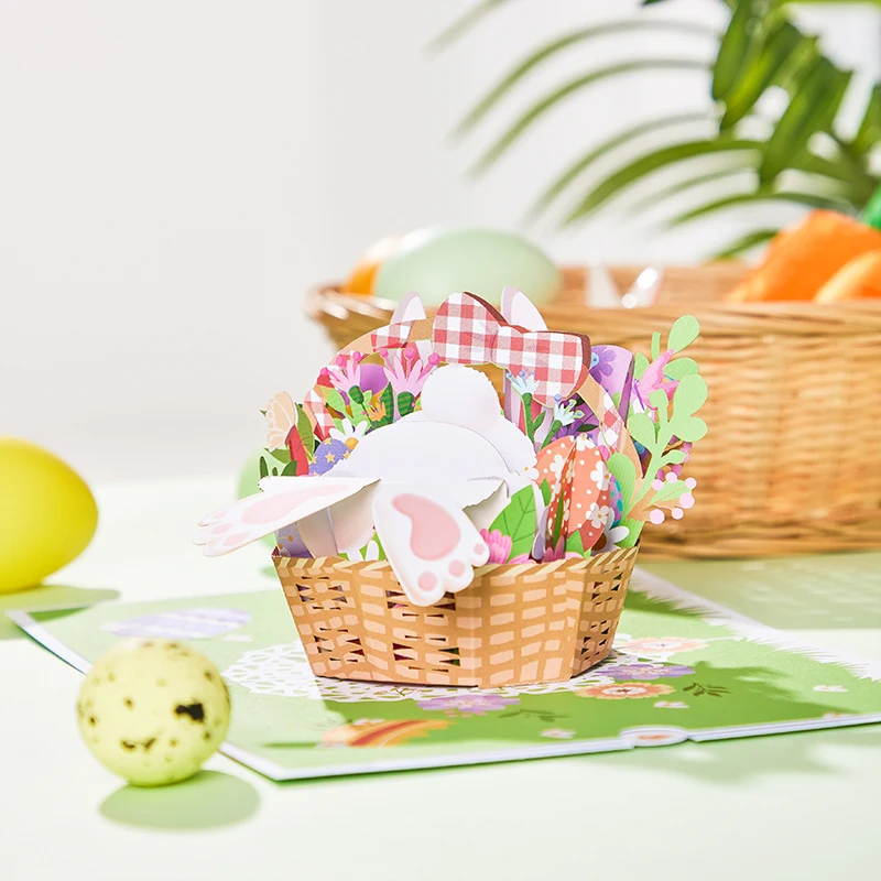 Easter Pop Up Card 3D Easter Eggs Bunny Greeting Card Religious Cards Envelopes Wife Husband Granddaughter Kids