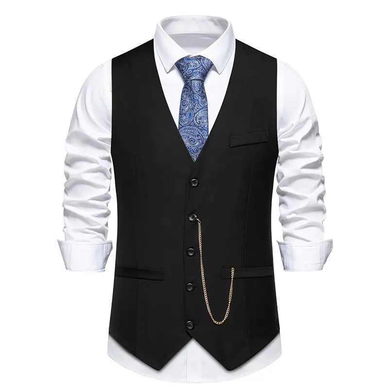 

Cross border Amazon 2024 Spring/Summer New Solid Color European Wedding Banquet V-neck Men's Suit Vest