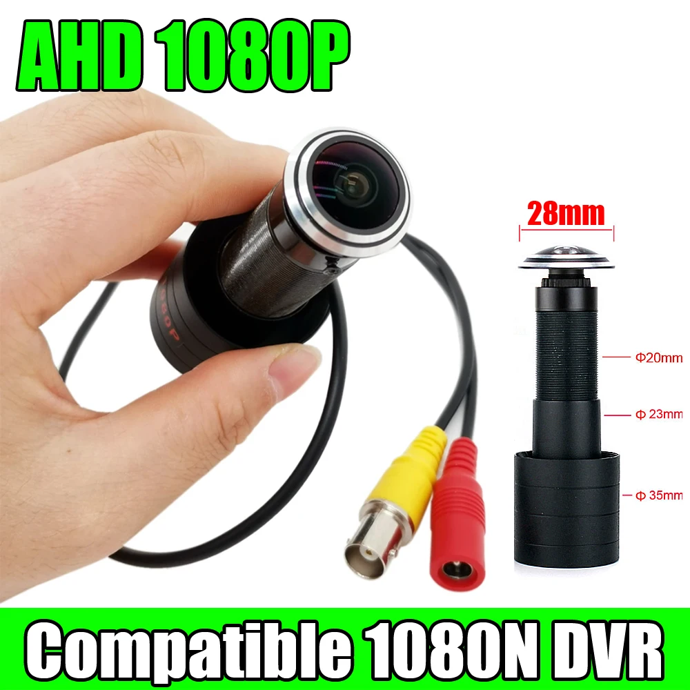 Ojo de pez panorámico de 1,7mm para puerta, visor de cámara AHD ajustable  para seguridad del hogar, Ojo de gato, Metal, Color amplio, CCTV, 2MP -  AliExpress