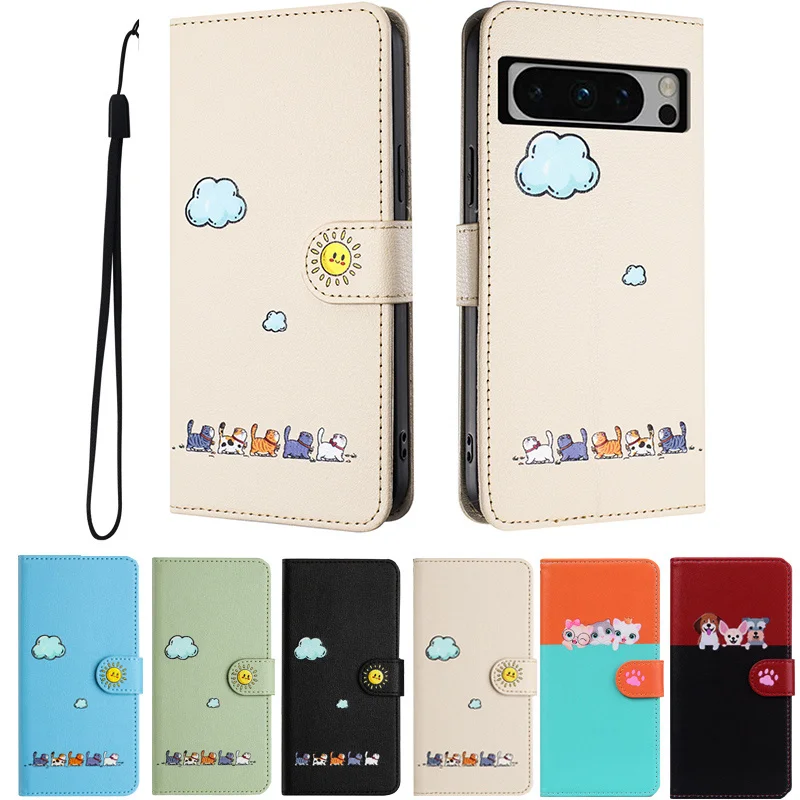 Fashion Flip Book Leather Wallet Case with Kawaii Cat Design