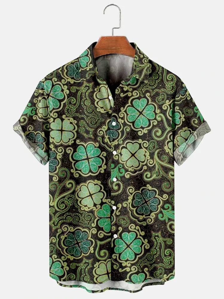 2022 Hawaiian Shirt for Men Orange Green Striped Refreshing Beach Style Fashion Trend Shirt Men and Women Seaside Holiday Shirt