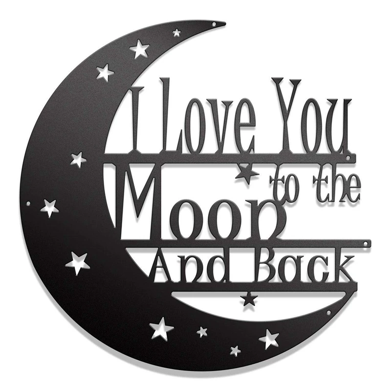 

Металлическое украшение «I Love You To The Moon And Back», художественное украшение на стену, подвесной подарок, дверь для фермерского дома, гостиной, спальни