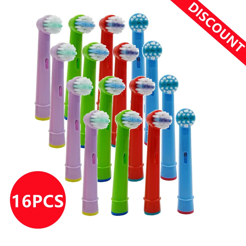 16pcs For Oral-B Electric Toothbrush Replacement Kids Children Tooth Brush Heads Fit Advance Power/Pro Health/Triumph/3D Excel 4pcs kids toothbrush replacement heads for oral b children brush heads fit advance power pro health triumph 3d excel toothbrush